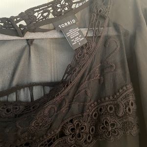 TORRID Sheer, black blouse, Size 2 EUC